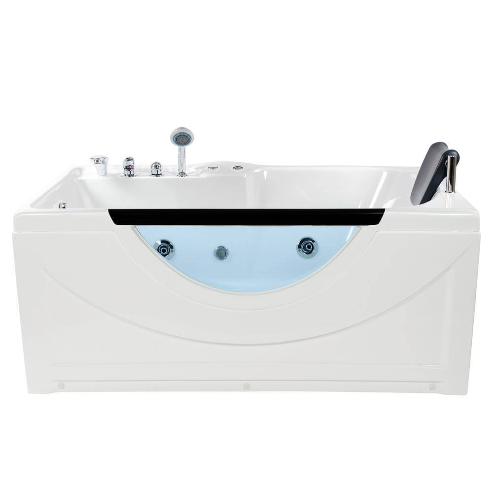 Homeward Bath Lexi 59.50 in. Left Hand Drain Rectangular Alcove Whirlpool Bathtub in White G017L