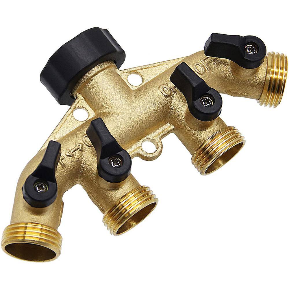 4-Way Brass Hose Diverter 34