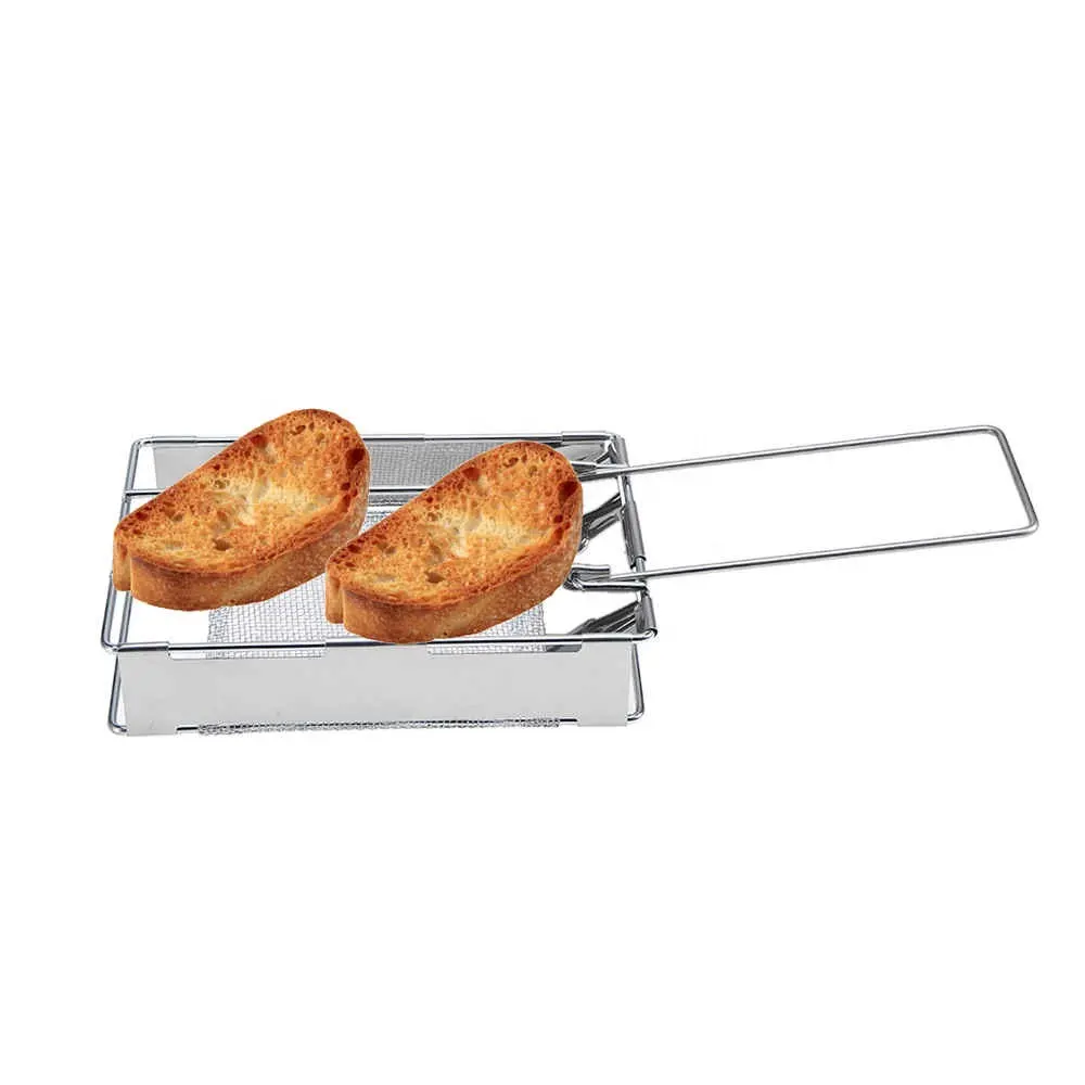 Foldable Stainless Steel Toaster Plate Portable Outdoor Camping Bread Toaster Grill Backpacking Hiking Picnic Mesh Net Grill