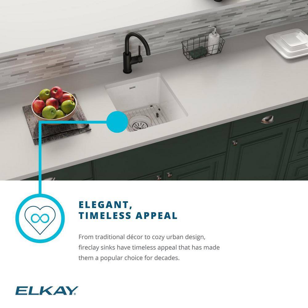 Elkay White Fireclay 16 in. Undermount Bar Sink SWU1517WH