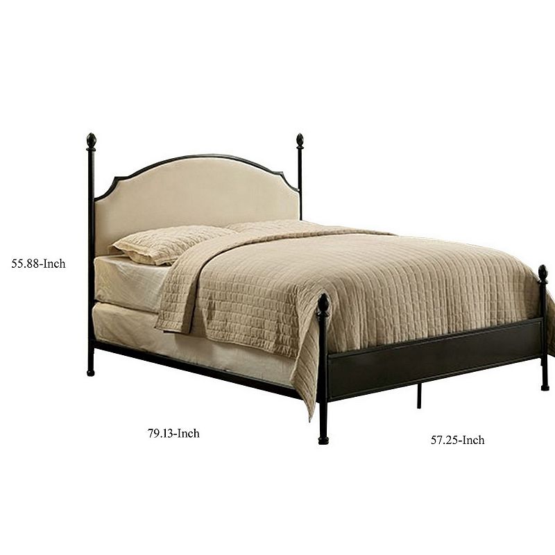 Transitional Full Size Bed with Ball Finials， Black