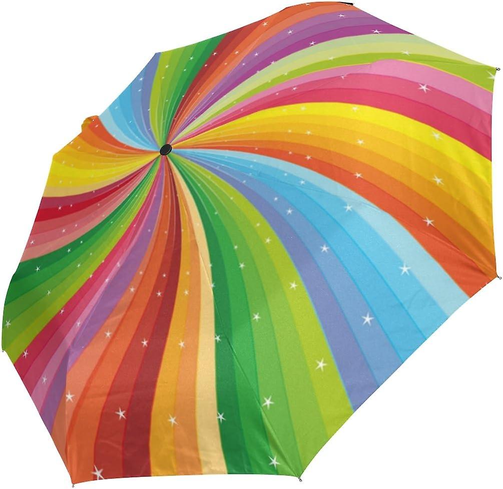 Colourlife Colorful Rainbow Auto Open Close Foldable Windproof Outdoor Umbrella