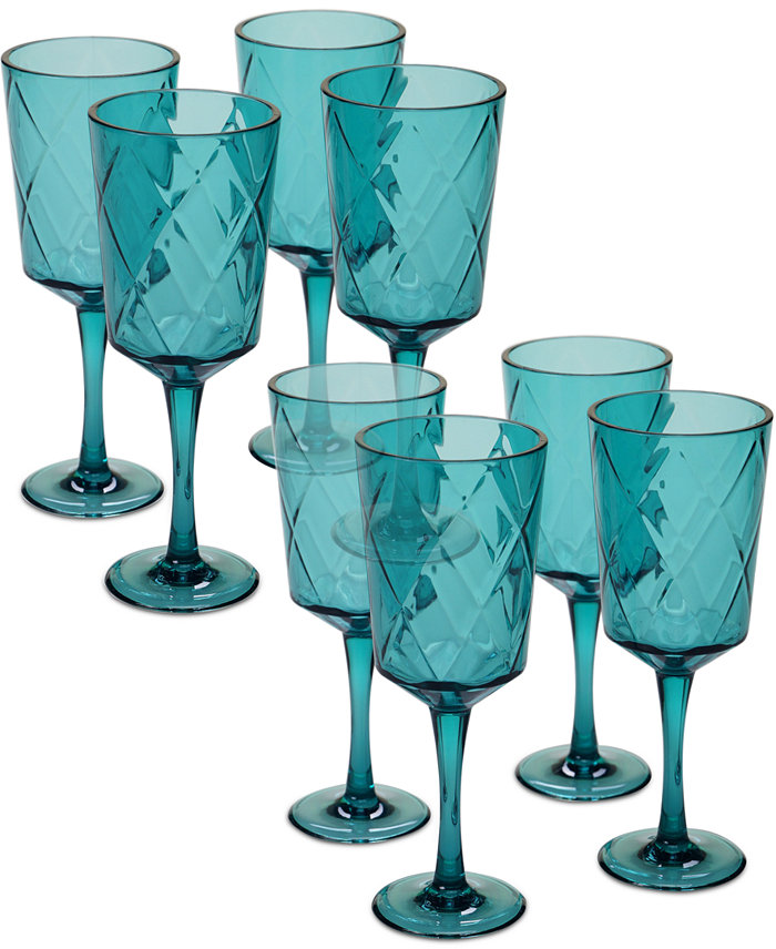 Certified International Teal Diamond Acrylic 8-Pc. All-Purpose Goblet Set