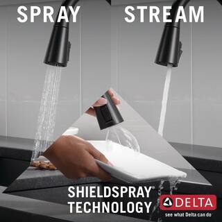 Delta Greydon Single-Handle Pull Down Sprayer Kitchen Faucet with Touch2O and ShieldSpray Technology in Matte Black 19826TZ-BLSD-DST