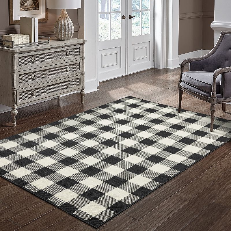 StyleHaven Mainland Gingham Plaid Indoor Outdoor Rug