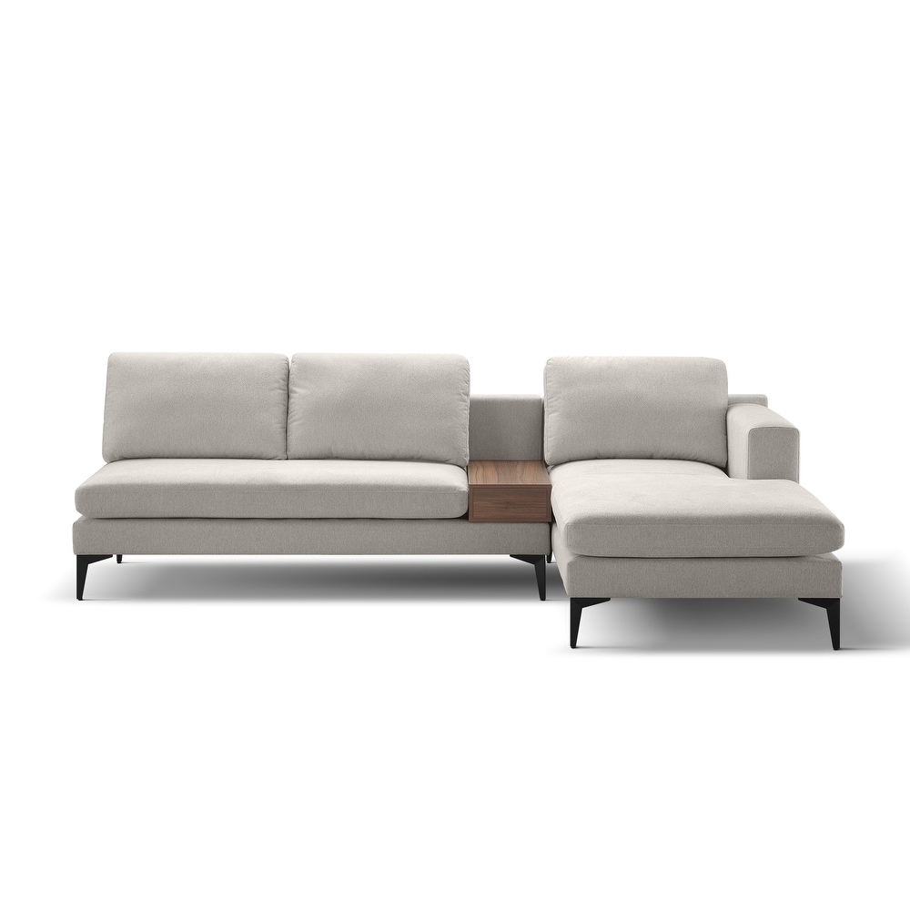 Reversible Recliner Sofa  Beige L shaped Sectional Sofa with Chaise and Drawer Coffee Table  Loveseat+Chaise Set with Pillows