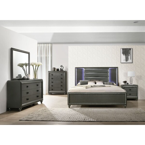 Picket House Furnishings Faris King Panel 5PC Bedroom Set in Black - - 32087739