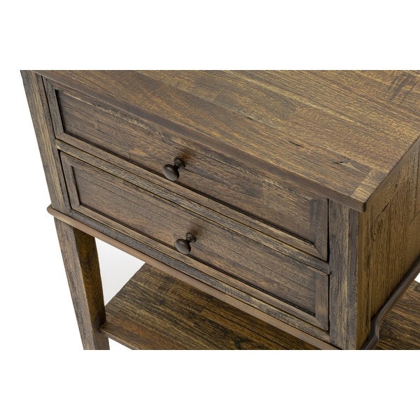 Wood Night Stand with 2 Wood Drawers for Bedroom - Stable and Sturdy Constructed (Finish Options Available)