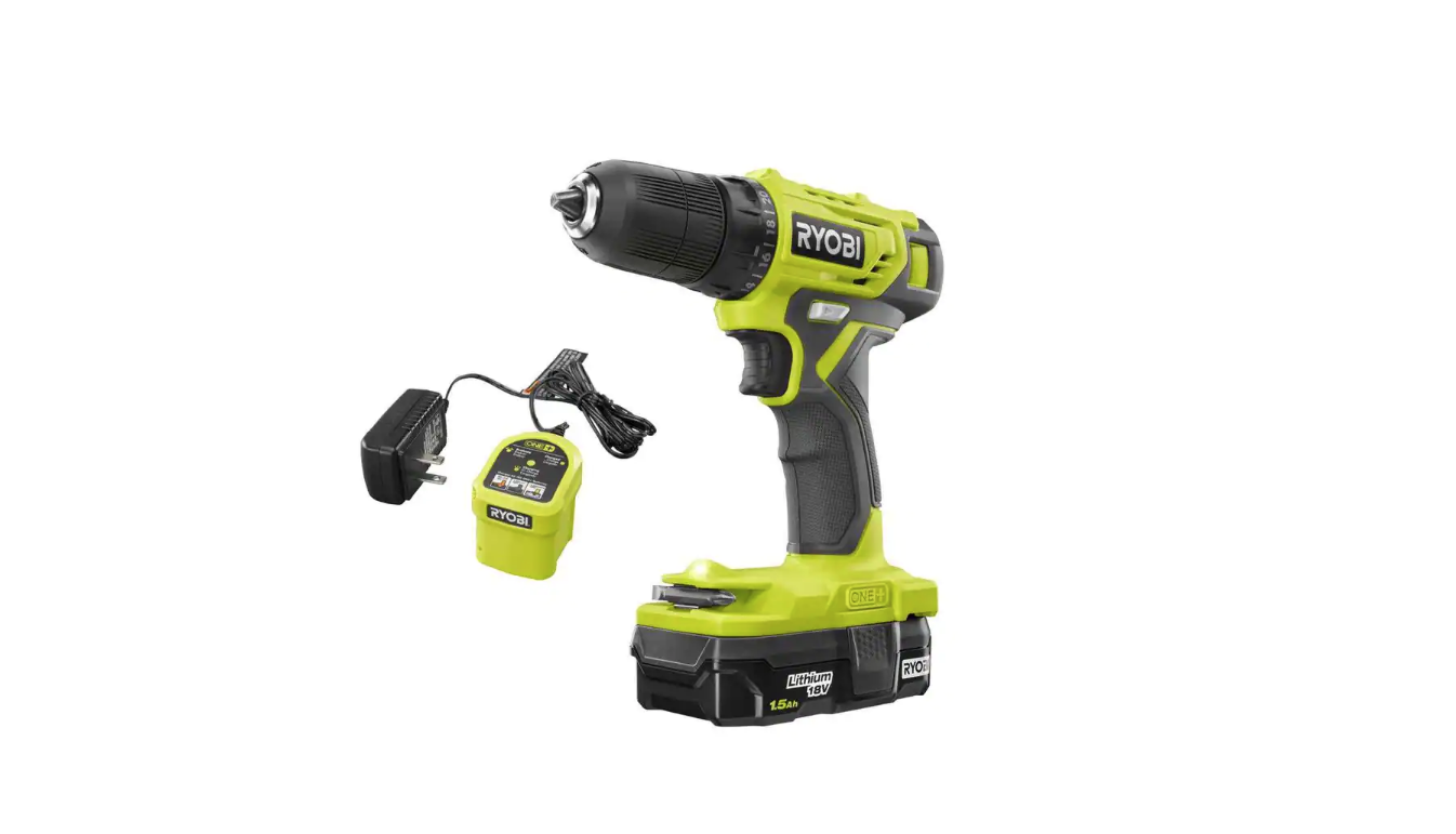 RYOBI PDD209K ONE+ 18V Cordless 3/8 in. Drill/Driver Kit with 1.5 Ah Battery and Charger