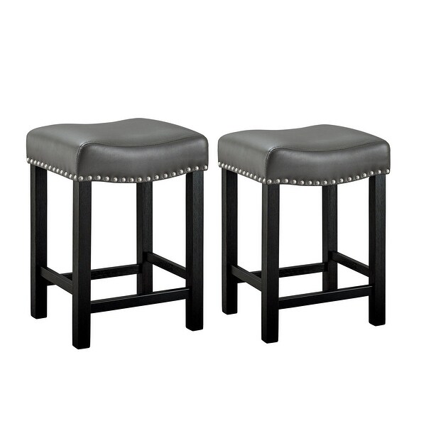 Porch and Den Ariana Gray Faux Leather Counter Stool - Set of 2