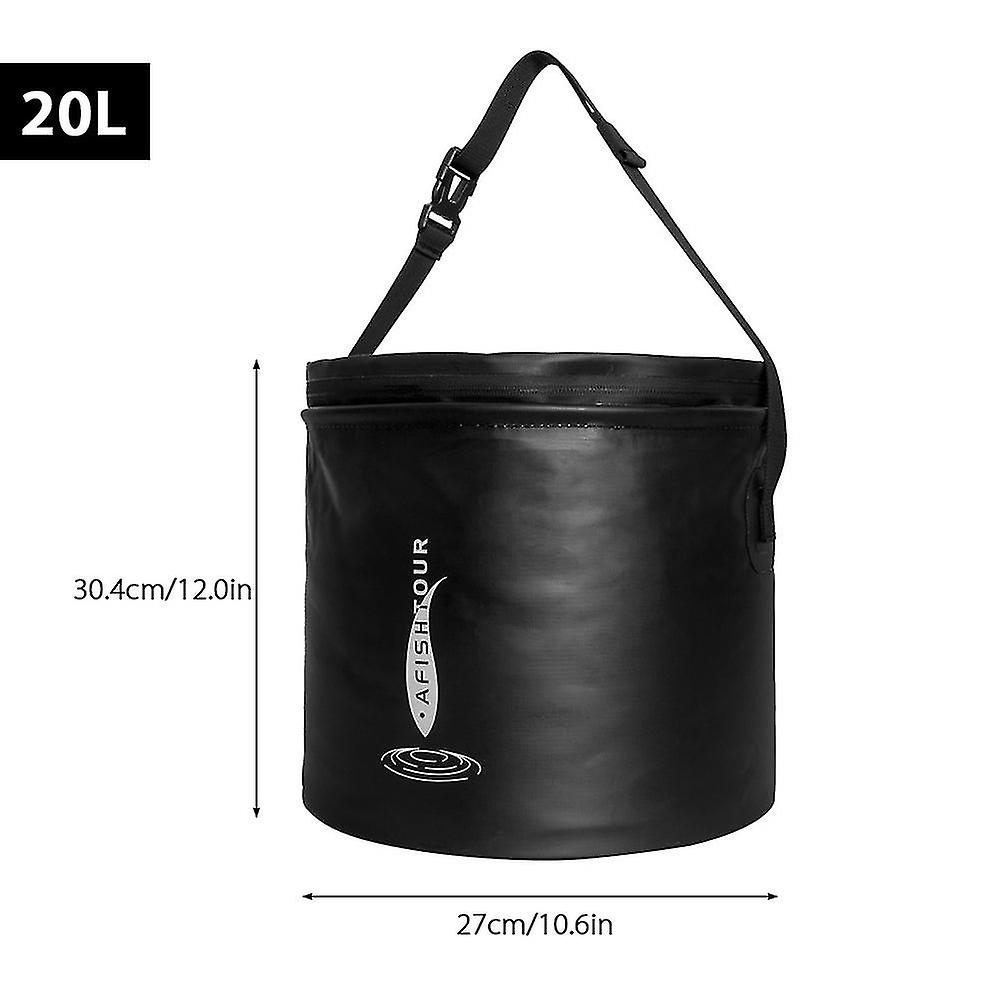 Foldable Fishing Bucket With Air Vents Portable Water Bucket With Adjustable Shoulder Strap For Camping Fishing Kayaking Boating