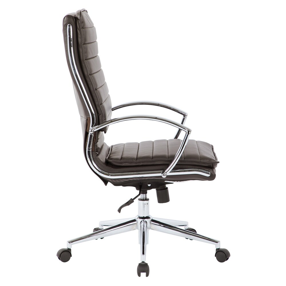 High Back Professional Managers Faux Leather Chair with Chrome Base and Removable Sleeves