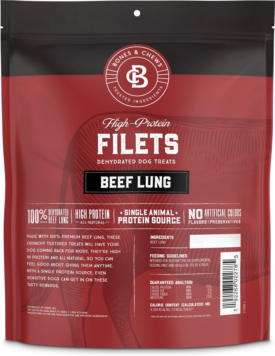 Bones and Chews All-Natural Beef Lung Filets Dehydrated Dog Treats