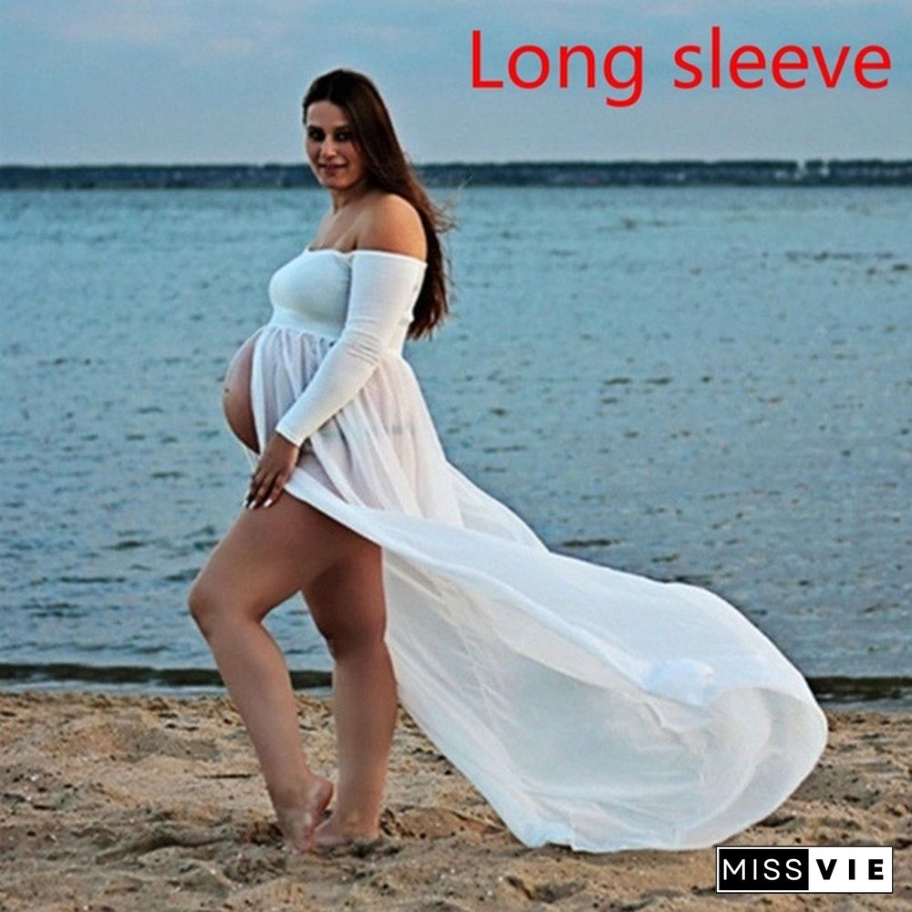 Sexy Women Skirt Chiffon Maternity Photography Props Dress Off Shoulders Women Fashion Dresses