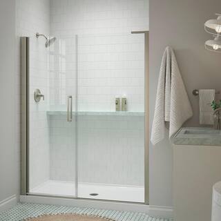 KOHLER Cursiva 60 in. W Pivot Shower Door in Anodized Brushed Nickel K-R707627-8L-BNK