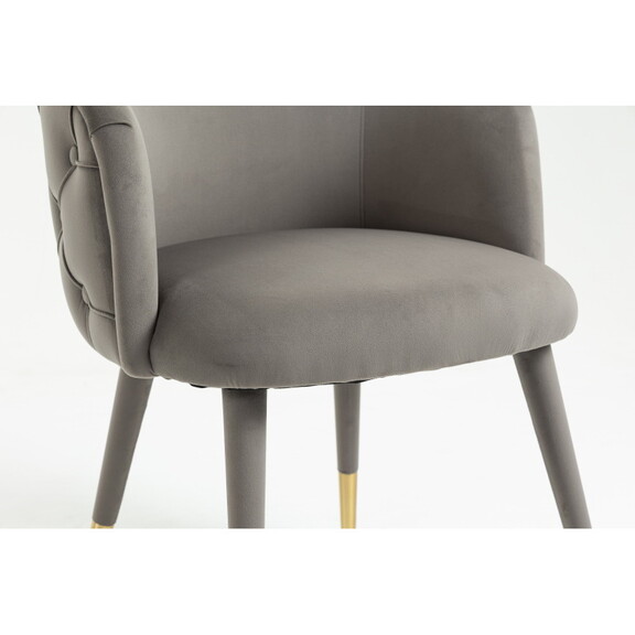 Set of 2 Gray Velvet Upholstered Dining chair with...