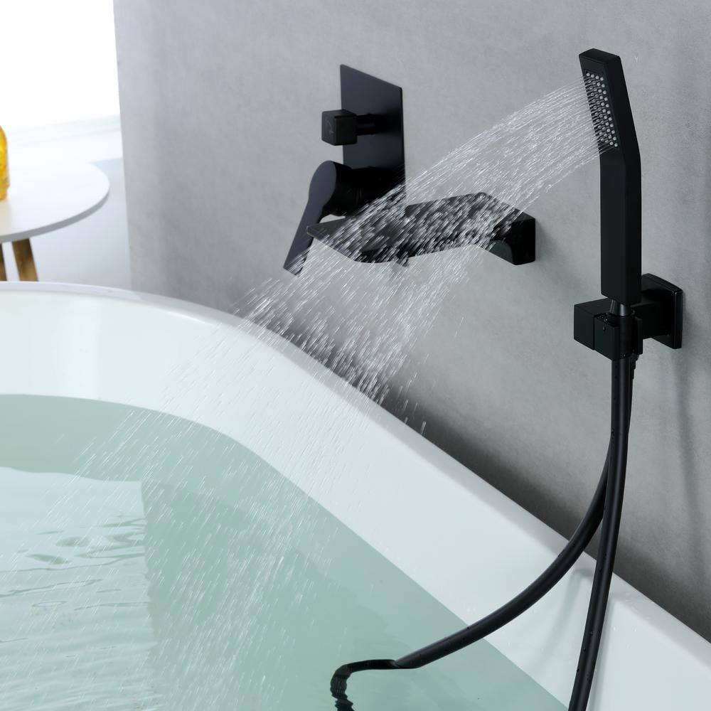 UKISHIRO Single-Handle 1-Spray Wall Mount Tub and Shower Faucet in Black (Valve Included) SMD00JI2116007