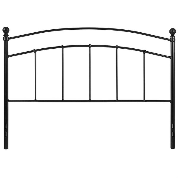 Full size Classic Black Metal Headboard with Round Posts - - 29083795