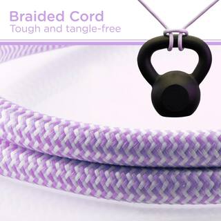 Cordinate 6-Outlet Surge Protector Power Strip Flat Plug Braided Cord Decorative 3 ft. Power Cord Purple 41639