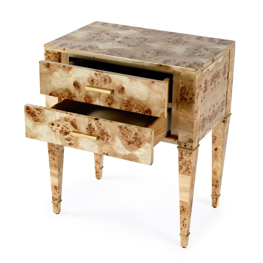 Kai 2 Drawer Burl Wood End Table