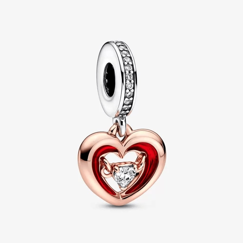 PANDORA  Two-tone Radiant Heart Dangle Charm