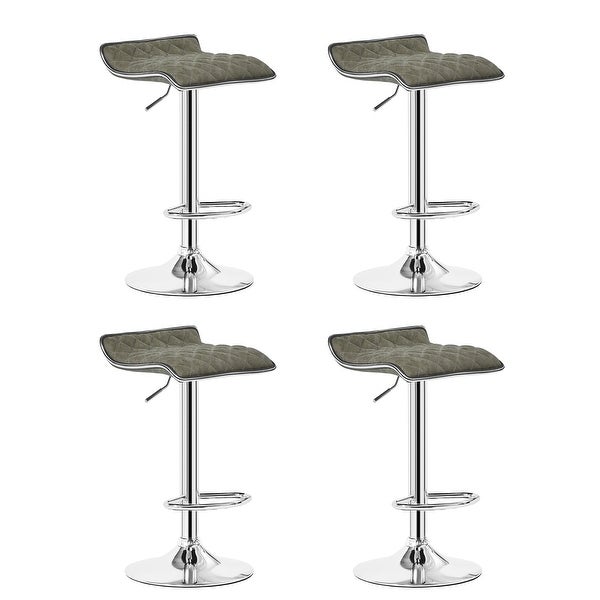 VECELO， (Set of 4) Adjustable Height Faux Leather Backless Modern Swivel Stool -Five colors