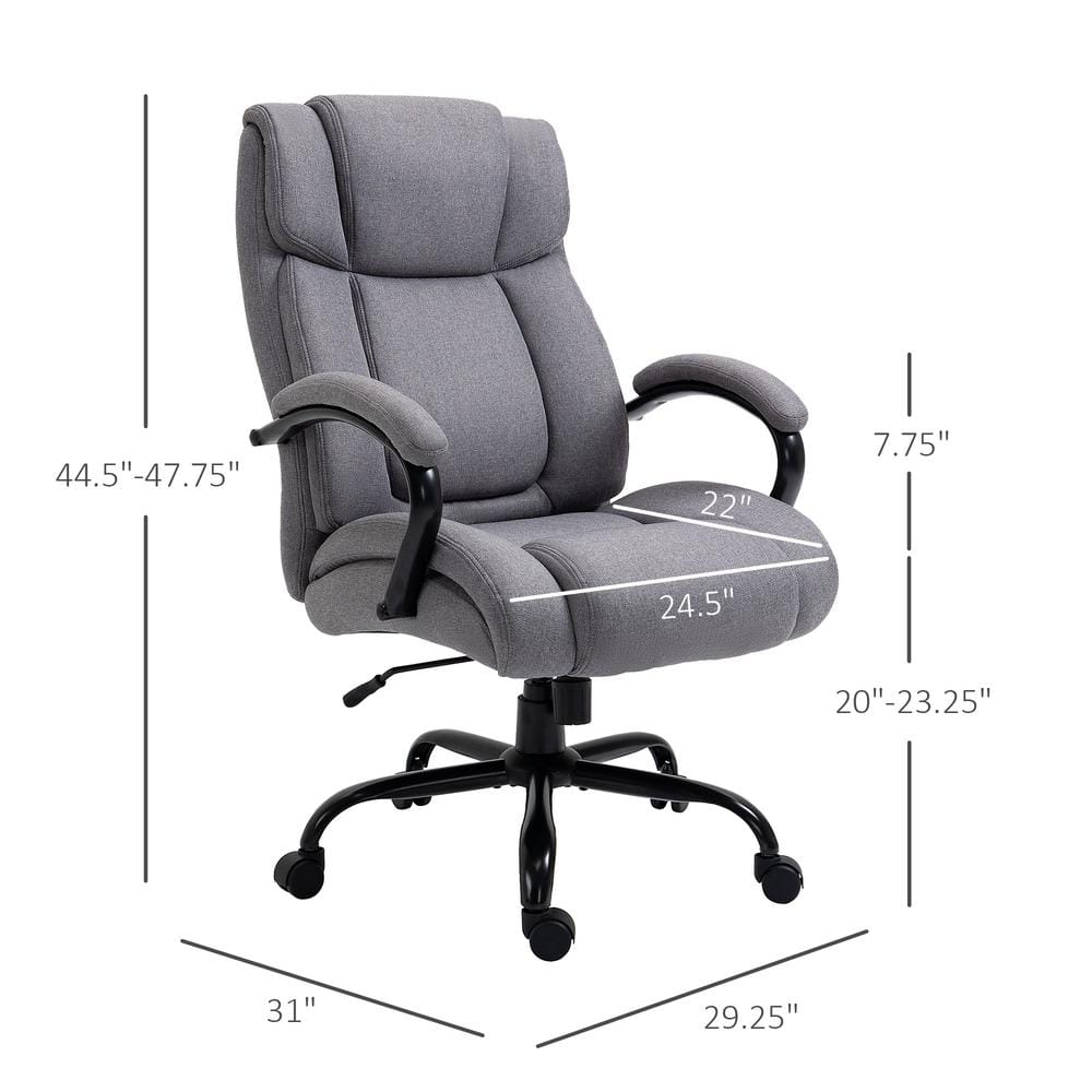 Vinsetto Light Grey, Big and Tall Executive Office Chair High Back Computer Desk Chair Ergonomic Swivel Chair with Linen Fabric 921-471LG