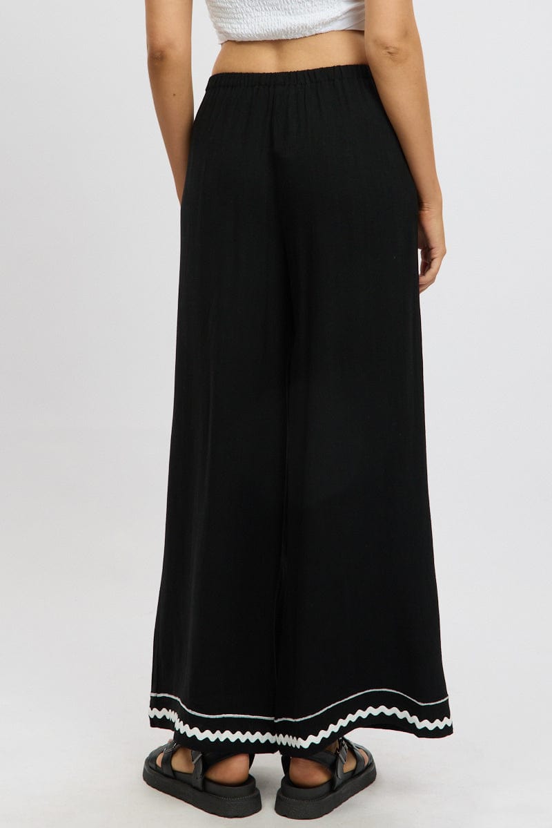 Black Wide Leg Pants High Rise