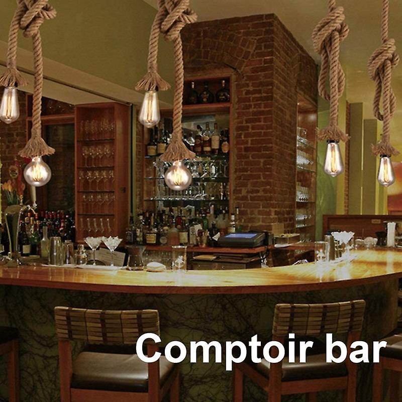 2-head industrial rope pendant lamp retro style suitable for lobby Restaurant bar cafe without light bulb