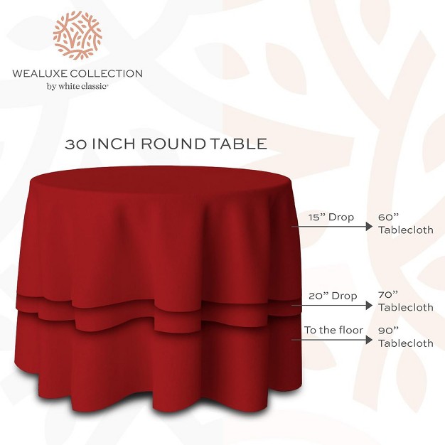 White Classic Premium 100 Polyester Round Tablecloths 200 Gsm Washable Fabric Stain And Wrinkle Resistant Round Table Covers Set Of 2