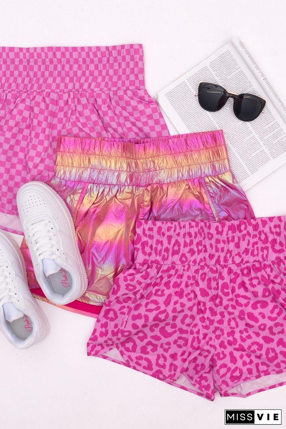 Print High Waisted Athletic Shorts