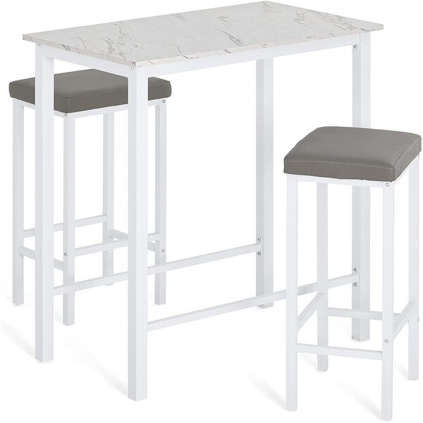 3-Piece Pub Bar Table Set Counter Height Breakfast Nook with 2 Stools