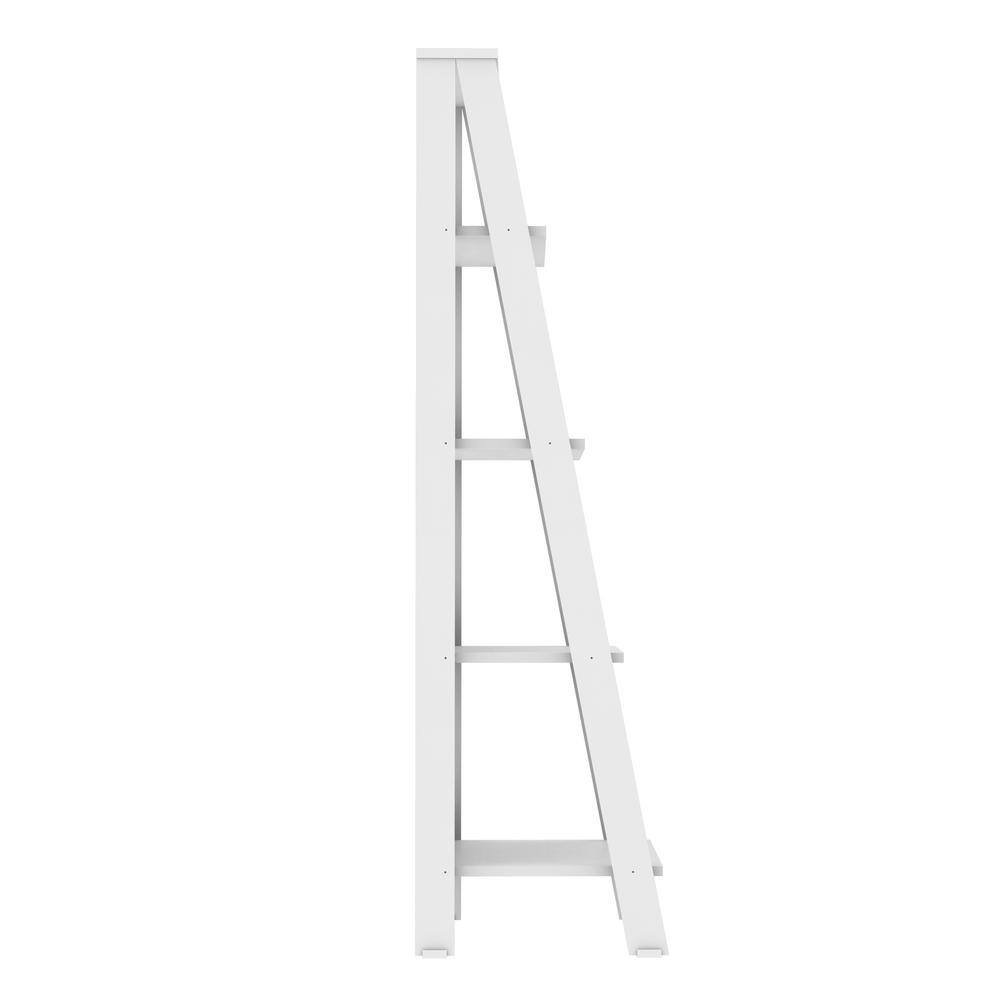 Walker Edison Furniture Company 55 in. White Wood 4-shelf Ladder Bookcase with Open Back HDS55LDWH