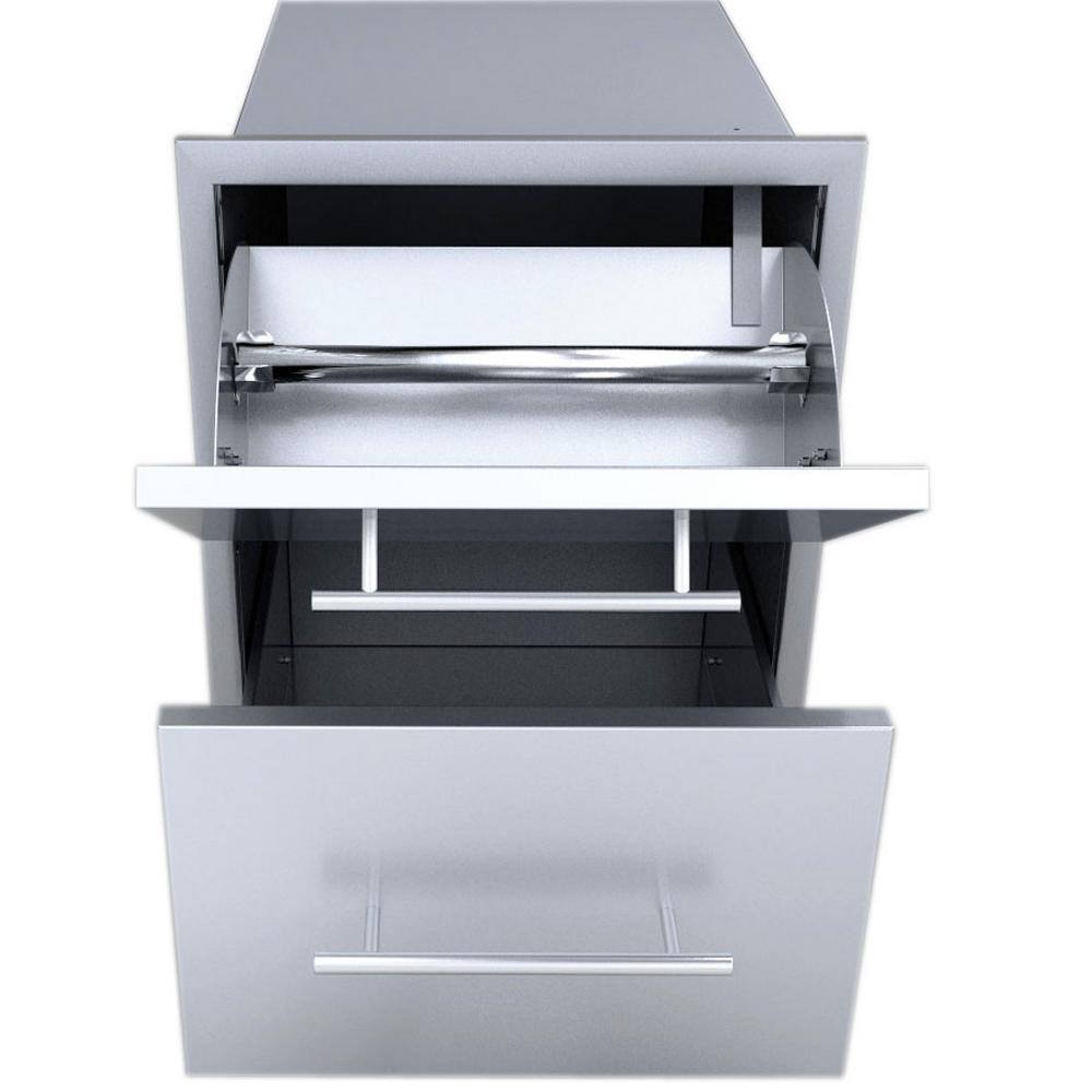 Sunstone Designer Series Raised Style 18 in. 304 Stainless Steel Paper Towel Drawer Combo DE-DPCF23