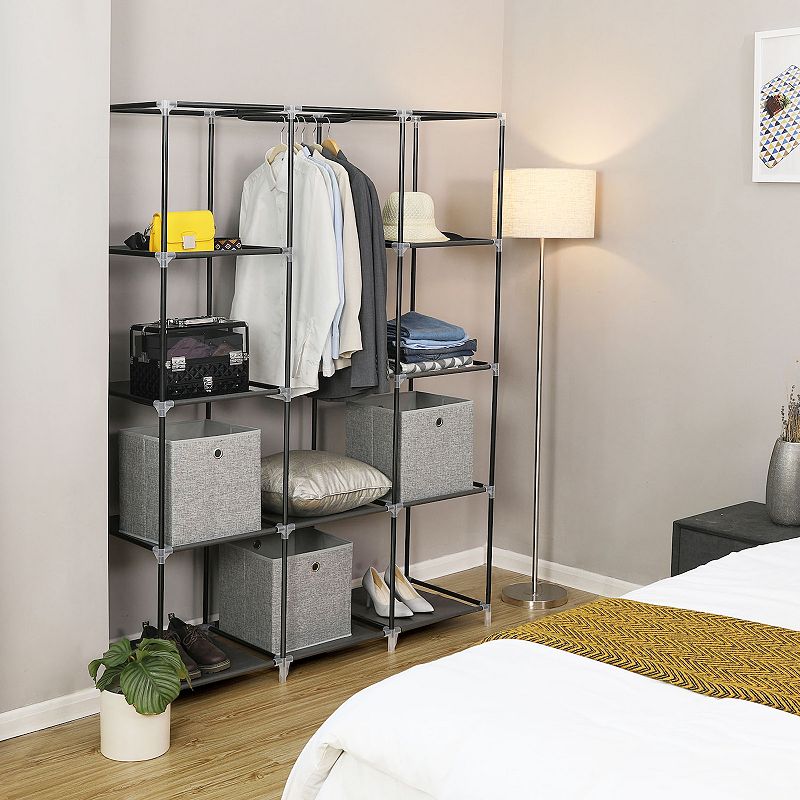 Portable Wardrobe Storage Organizer with 10 Shelves， Quick and Easy to Assemble， Extra Space