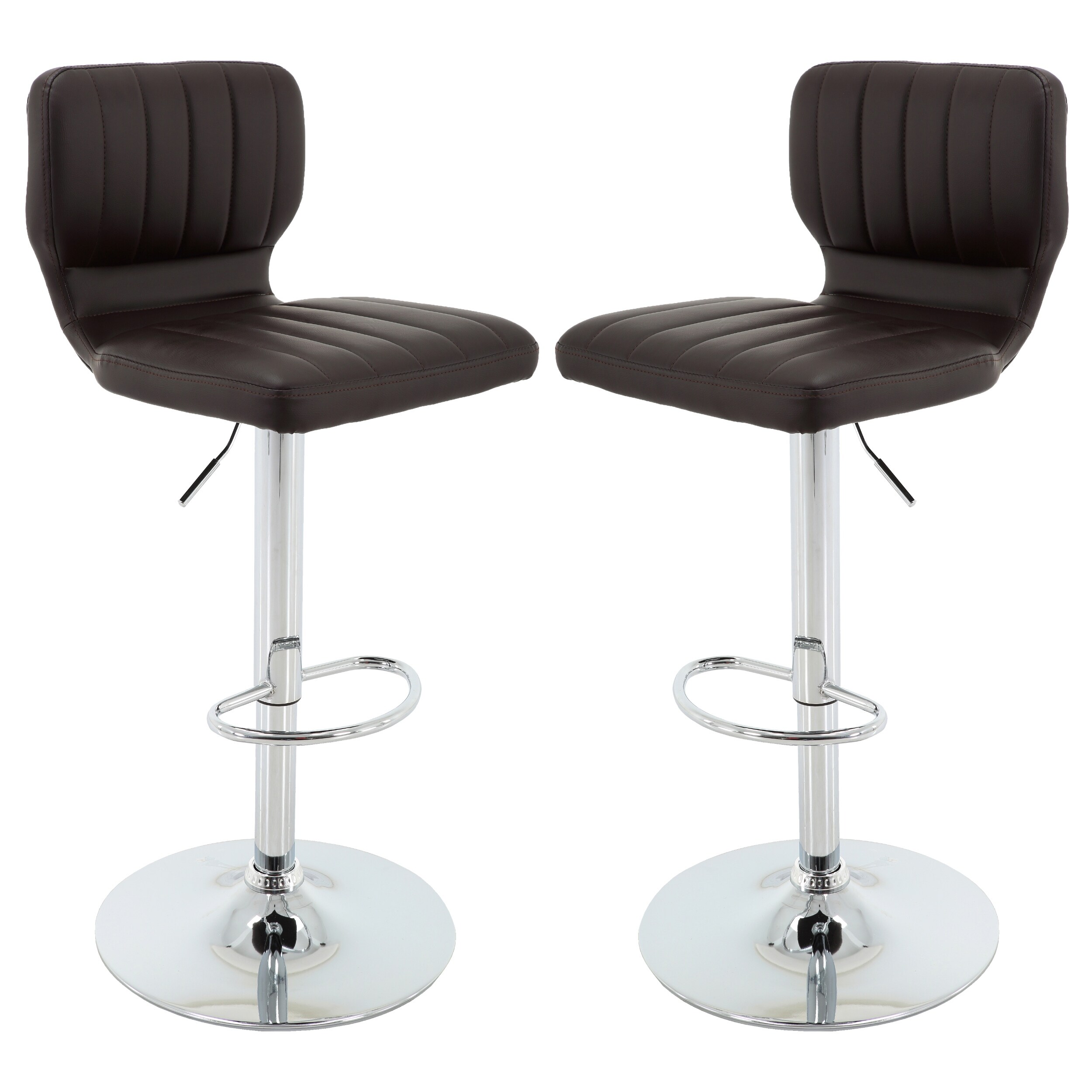 Brage Living Monaco PU Leather Bar Stool Set (Set of 2) - Brown