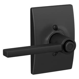 Schlage Latitude Matte Black Privacy BedBath Door Handle with Century Trim F40 LAT 622 CEN