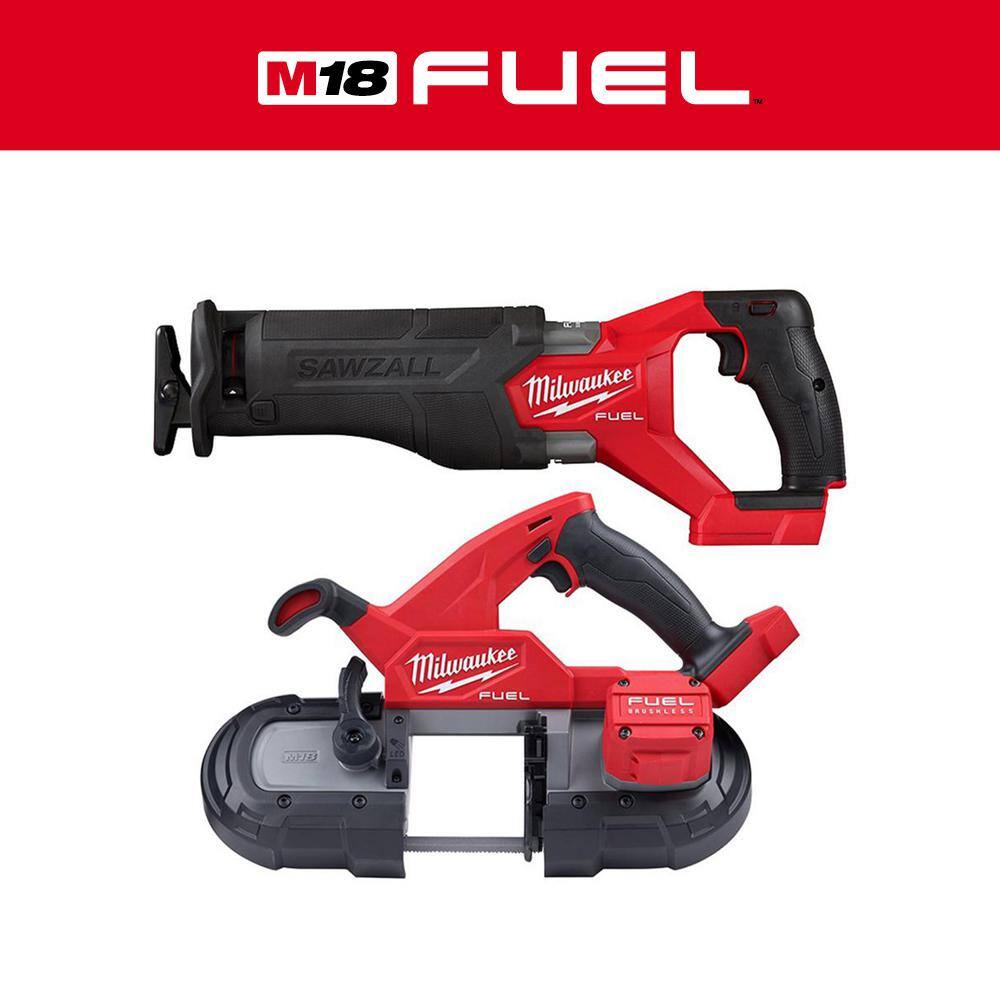 MW M18 FUEL GEN-2 18V Lithium-Ion Brushless Cordless SAWZALL Reciprocating Saw with Compact Bandsaw (Tool-Only) 2821-20-2829-20