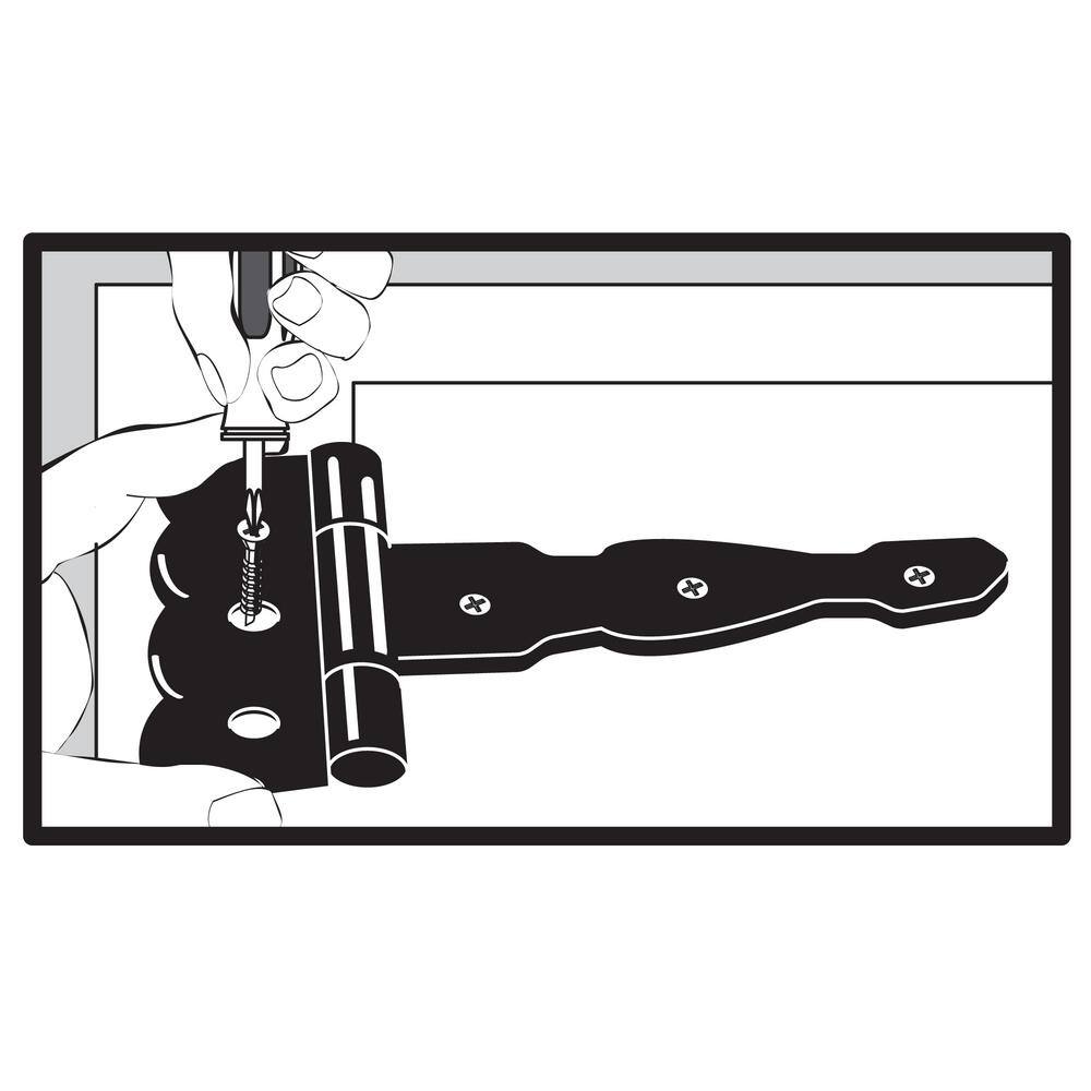 Everbilt 8 in. x 5-12 in. Black Heavy-Duty Decorative Tee Hinge 15032