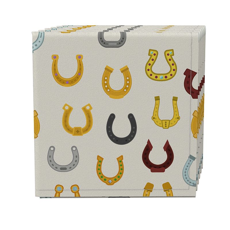 Napkin Set of 4， 100% Cotton， 20x20， Horseshoe Icons