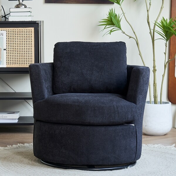 Swivel Barrel Chair，Comfy Round Accent Sofa Chair for Living Room，360 Degree Swivel Barrel Club Chair