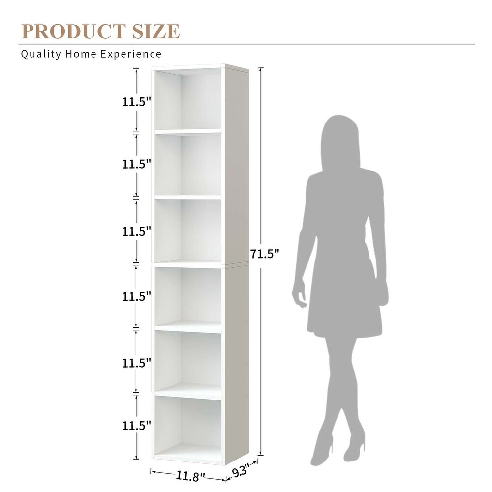 Tall Narrow Bookshelf  6 Tier Cube Display Rack