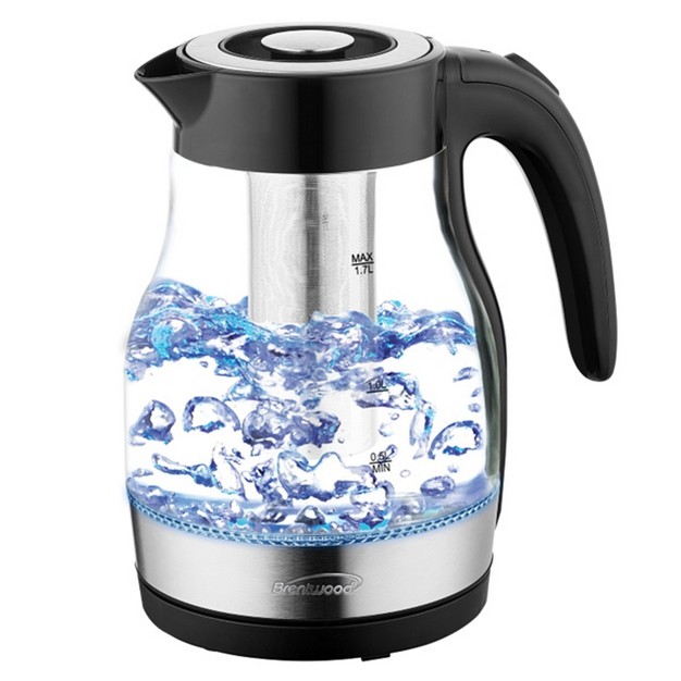 Brentwood Glass 1 7 Liter Electric Kettle With Tea Infuser In Black