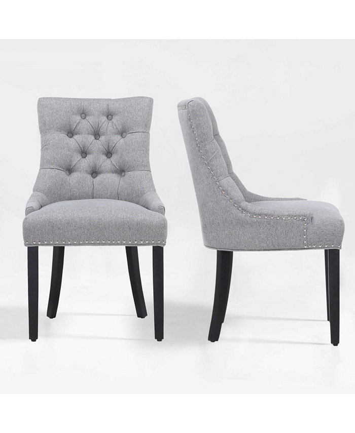 WestinTrends Upholstered Wingback Button Tufted Dining Chair Set of 2