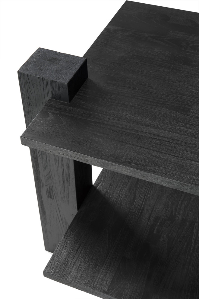 Black Teak Architectural Side Table  OROA Abstract   Transitional   Side Tables And End Tables   by Oroa   Distinctive Furniture  Houzz