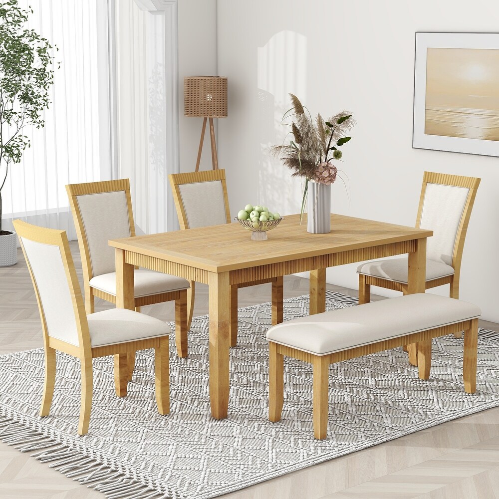 Solid Wood 6 piece Dining Table Set