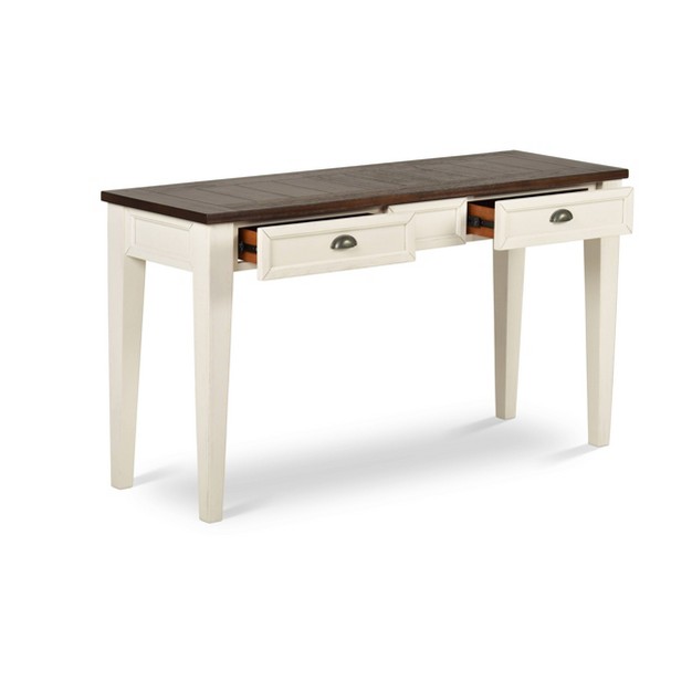 Farmhouse Cayla Sofa Table Dark Oak white Steve Silver Co