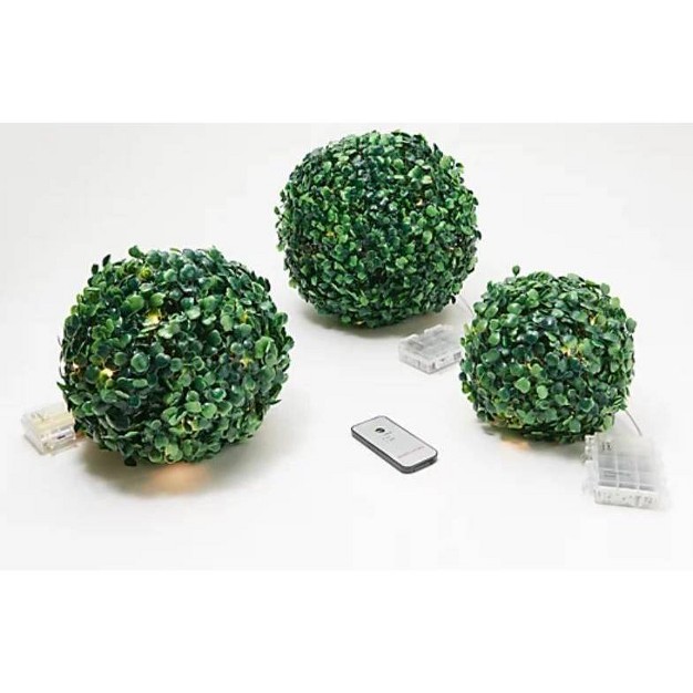 Set Of 3 Boxwood Topiary Spheres Green - Ultimate Innovations