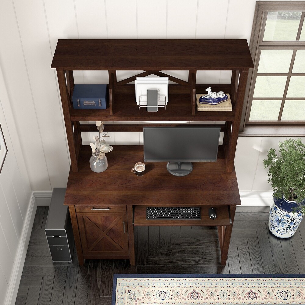 Key West 48W Small Computer Desk with Hutch by Bush Furniture