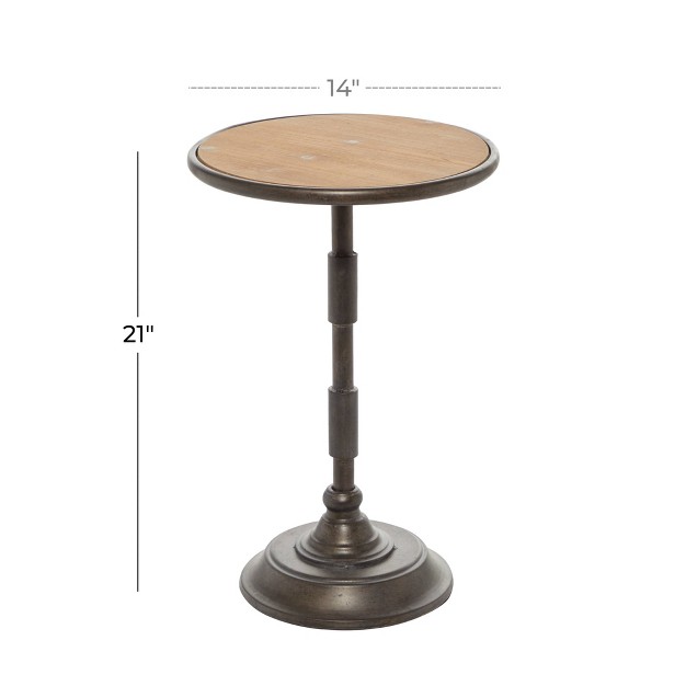 Industrial Wood Pedestal Accent Table Brown Olivia amp May